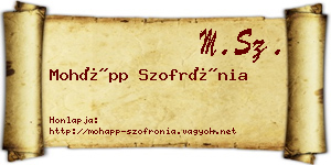 Mohápp Szofrónia névjegykártya